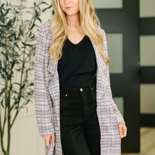 Brixton Tweed Midi Blazer in Lavender Ivory