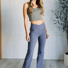 Building Habits Twill Flared Crossover Waist Pant in Titanium
