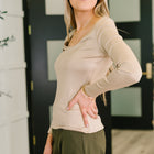 Can You Believe It Basic Long Sleeve Top In Sand