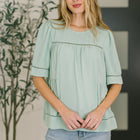 Caught You Looking Crinkle Woven Blouse