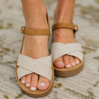 Chester Platform Nubuck Wedge Sandals in Cream