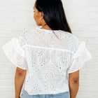 Classy As Heck Eyelet Front Tie Top in Off White