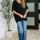 Coastal Ease V-Neck Top in Black