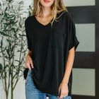 Coastal Ease V-Neck Top in Black