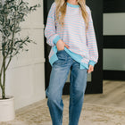 Color Clash Drop Shoulder Long Sleeve