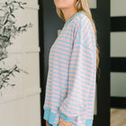 Color Clash Drop Shoulder Long Sleeve