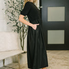 Contrast Charm Midi Black Dress