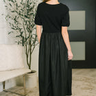 Contrast Charm Midi Black Dress
