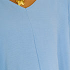 Counter Part Crinkle Woven V-Neck Top in Cornflower Blue