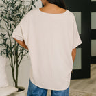 Counter Part Crinkle Woven V-Neck Top in Sand Beige