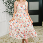 Country Crush Adjustable Strap Dress in Cream and Red