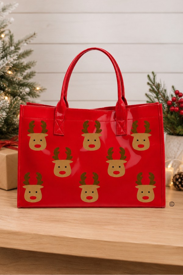 SC - ETA 9/30 - Oh Deer! Christmas is Here! Red Tote Bag