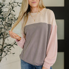 Dual Tones Cable Ribbed Knit Sweater