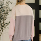 Dual Tones Cable Ribbed Knit Sweater