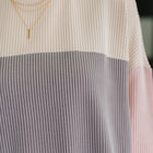 Dual Tones Cable Ribbed Knit Sweater