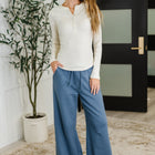 Effortless Edge Knit Henley Top in Natural