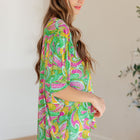 Essential Blouse in Painted Green and Pink