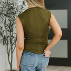 Everyday Edge Knit Henley Tank in Camo Green