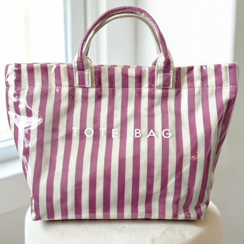 SC - Pink and Beige Striped TOTE BAG