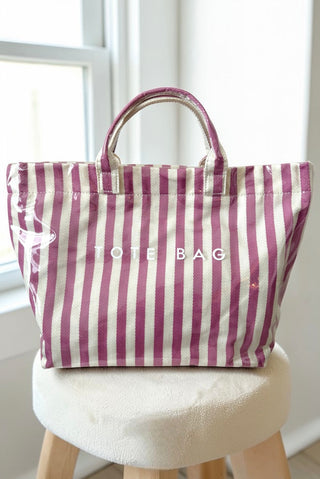 SC - Pink and Beige Striped TOTE BAG
