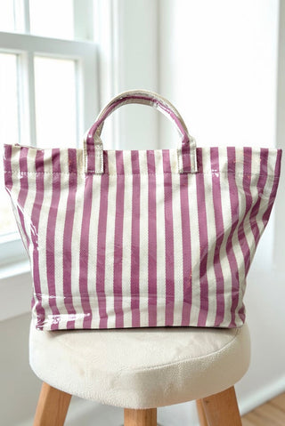SC - Pink and Beige Striped TOTE BAG