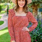 First Kiss Long Sleeve Maxi Dress In Rust