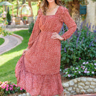 First Kiss Long Sleeve Maxi Dress In Rust