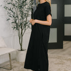 Fix You Right Up Short Sleeve Midi Dress in Black