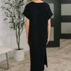 Fix You Right Up Short Sleeve Midi Dress in Black