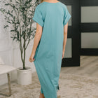 Fix You Right Up Short Sleeve Midi Dress in Dusty Teal