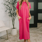 Fix You Right Up Short Sleeve Midi Dress in Hot Pink
