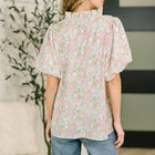 Flower Picking Notch Neck Blouse