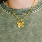 Flutter & Shine Butterfly Pendant Necklace in Gold