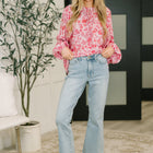 Garden Kiss V-Neck Puff Sleeve Blouse