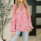 Garden Kiss V-Neck Puff Sleeve Blouse