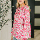 Garden Kiss V-Neck Puff Sleeve Blouse