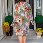 Generally Speaking V-Neck Dress in Olive Floral