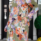 Generally Speaking V-Neck Dress in Olive Floral
