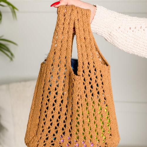 Girls Day Open Weave Bag in Tan