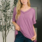 Growing Restless V-Neck Tee in Light Plum