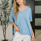 Growing Restless V-Neck Tee in Spring Blue