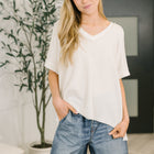 Growing Restless V-Neck Tee in White