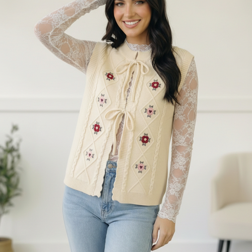 Sweetheart Stitch Embroidered Vest