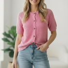 Simply Sweet Button Down Pink Sweater