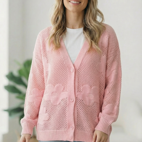 The Pink Daydream Netted Cardigan