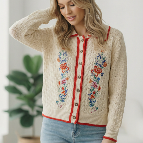 Vintage Blooms Embroidered Cardigan