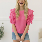Flirty Flutter Sleeve Knit Top
