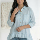 Pretty Please Blue Peplum Blouse