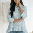 Pretty Please Blue Peplum Blouse