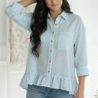 Pretty Please Blue Peplum Blouse